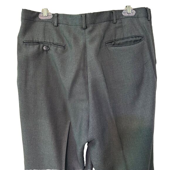 Men's Charcoal Dress Pants 34X32 RN 14946 Pleated Cuffed Great Condition - Picture 7 of 9